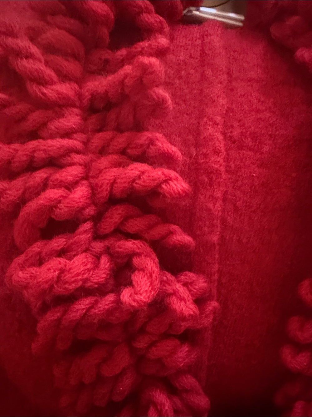 Talbots Red Ruffle-Trim Wool Cardigan - Picture 15 of 15